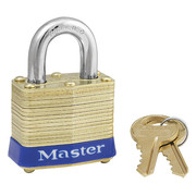 Master Lock Padlock, Keyed Alike, Standard Shackle, Rectangular Brass Body, Steel Shackle, 5/8 in W 4KA-3202