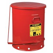 Justrite Oily Waste Can, 21 Gal., Steel, Red 09708