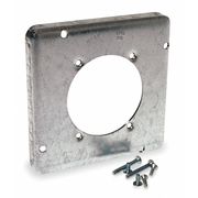 Raco Electrical Box Cover, Square Box, 2 Gangs, Galvanized Steel, Single Receptacle 888