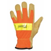 Kinco Leather Gloves, Shirred, Orange, L, PR 909 L