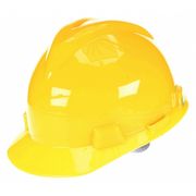 Msa Safety Front Brim Hard Hat, Type 1, Class E, Ratchet (4-Point), Yellow 477479