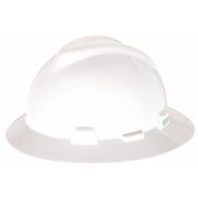 Msa Safety Full Brim Hard Hat, V-Gard, Slotted, Type 1, Class E, Staz-On Suspension, Pinlock (4-Point), White 454733