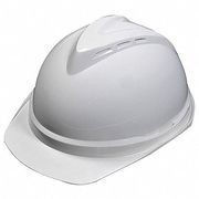 Msa Safety Front Brim Hard Hat, Type 1, Class C, Ratchet (6-Point), White 10034027