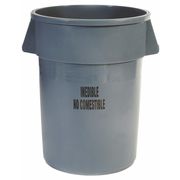 Rubbermaid Commercial 44 gal Round Trash Can, Gray, 27 in Dia, Open Top, Polyethylene FG264356GRAY