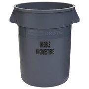 Rubbermaid Commercial 32 gal Round Trash Can, Gray, 22 in Dia, Open Top, Polyethylene FG263256GRAY