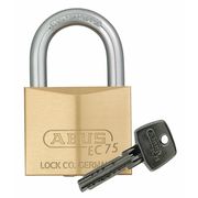 Abus Padlock, Keyed Alike, Standard Shackle, Square Brass Body, Steel Shackle, 5/8 in W 75/30 KA