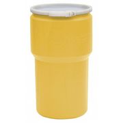 Eagle Mfg Open Head Transport Drum, Polyethylene, 14 gal, Unlined, Yellow 1610