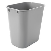 Rubbermaid Commercial 3 gal Rectangular Wastebasket, Gray, 8 1/4 in Dia, Open Top, LLDPE FG295500GRAY
