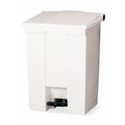 Rubbermaid Commercial 12 gal Rectangular Trash Can, White, 16 1/4 in Dia, Step-On, HDPE Base/Polypropylene Lid FG614400WHT