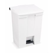 Rubbermaid Commercial 18 gal Rectangular Trash Can, White, 19 3/4 in Dia, Step-On, HDPE FG614500WHT