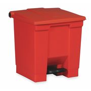Rubbermaid Commercial 12 gal Rectangular Trash Can, Red, 16 1/4 in Dia, Step-On, HDPE Base/Polypropylene Lid FG614400RED