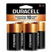 Duracell Coppertop D Alkaline Battery, 1.5V DC, 4 Pack MN1300R4Z