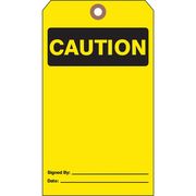 See All Industries Caut Tag, 7 x 4 In, Bk/Yel, Cardstock, PK25 CTUF-G13