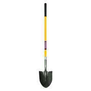 Westward 14 ga Round Point Shovel, Steel Blade, 48 in L Yellow Fiberglass Handle 3YU82