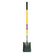 Westward 14 ga Square Point Shovel, Steel Blade, 47-1/2 in L Yellow Fiberglass Handle 3YU83