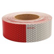 Oralite Reflective Tape, 2 in W x 30 ft L, 8 mil Thick, Red/White 18804