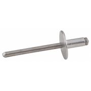 Stanley Engineered Fastening Blind Rivet, Flanged Head, 3/16 in Dia., 27/64 in L, Aluminum Body, 250 PK AD64ABSLF200