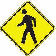 Lyle Pedestrian Crossing Pictogram Traffic Sign, 24 in H, 24 in W, Aluminum, Diamond, W11-2-24FA W11-2-24FA