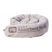 Pig Absorbent Sock, 6 gal, 3 in x 42 in, Universal, Gray, Polypropylene PIG237