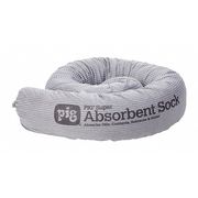 Pig Absorbent Sock, 24 gal, 3 1/4 in x 42 in, Universal, Gray, Polypropylene PIG210