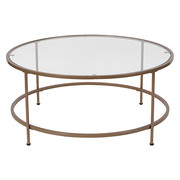 Flash Furniture Round Coffee Table, 35.25" W, 35.25" L, 15.25" H, Glass Top, Clear NAN-JN-21750CT-GG