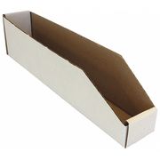 Packaging Of America Corrugated Shelf Bin, White, Cardboard, 18 in L x 3 in W x 4 1/2 in H BWZ 3-18
