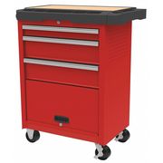Westward WESTWARD Rolling Tool Cabinet, 3-Drawers, Gloss Red, 34.5" W x 19.5" D x 39.5" H 31CE55