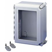 Nvent Hoffman Compression-Molded Fiberglass Enclosure, 12 in H, 10 in W, 6 in D, 12, 13, 4, 4X, Hinged A12106CHQRFGW