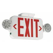 Compass Exit Sign with Emergency Lights, 7 1/4 in H x 18 in W, White/Red, 2 Faces, Wall/Ceiling Mounting CCRRC