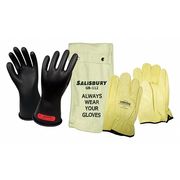 Salisbury Electrical Rubber Glove Kit, Leather Protectors, Black, 11 in, Class 0, Size 9 1/2, 1 Pair GK011B/9H