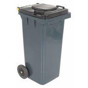 Vestil 32 gal Square Trash Can, Gray, Lift Up, HDPE TH-32-GY