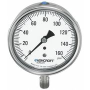 Ashcroft Pressure Gauge, 0 to 300 psi, 1/4 in MNPT, Stainless Steel, Silver 251009SW02L300#