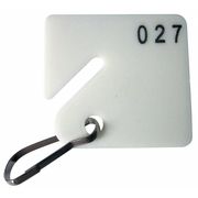 Zoro Select Key Tag Numbered 1 to 40, White, 40 PK 33J890