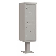 Salsbury Industries Outdoor Parcel Locker, Gray, Powder Coated, 2 Doors, Pedestal, USPS Access 3302GRY-U