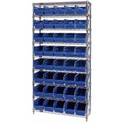 Quantum Storage Systems polypropylene Bin Shelving, 36 in W x 74 in H x 12 in D, 9 Shelves, Blue WR9-202BL