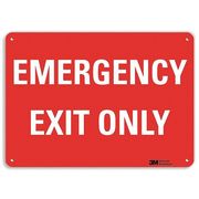 Lyle Emergency Exit Sign, English, 14" W, 10" H, Recycled Aluminum, White U7-1083-RA_14X10