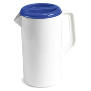 Tablecraft Plst Pitcher, Wht, 3-Way Sanitary Blue Lid 144W