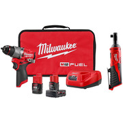 Milwaukee Tool Combo Kit and Ratchet, 12 V 3403-22, 2457-20
