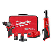 Milwaukee Tool Combo Kit and Ratchet, 12 V 3404-22, 2457-20
