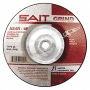 United Abrasives/Sait Depressed Center Grinding Wheel, 28, 4-1/2" Dia, 1/4" Thick, 5/8"-11 Arbor Hole Size 21026