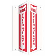 Accuform Fire Extinguisher Sign, 12 in Height, 7 1/2 in Width, Plastic, V-Shaped, English PSP330