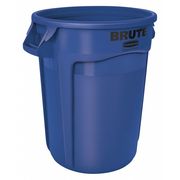 Rubbermaid Commercial 32 gal Round Trash Can, Blue, 22 in Dia, Open Top, Polyethylene FG263200BLUE