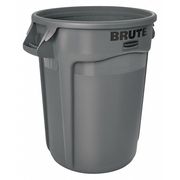 Rubbermaid Commercial 32 gal Round Trash Can, Gray, 22 in Dia, Open Top, Polyethylene FG263200GRAY
