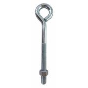 ZORO SELECT Routing Eye Bolt Without Shoulder, 3/8"-16, 5 in Shank, 3/4 in ID, Steel, Zinc Plated, 10 PK U17420.037.0500