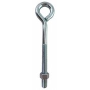 ZORO SELECT Routing Eye Bolt Without Shoulder, 3/8"-16, 2 in Shank, 3/4 in ID, Steel, Zinc Plated, 10 PK U17420.037.0200