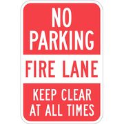Lyle Fire Lane, Zone & Equipment No Parking Sign, 18 in Height, 12 in Width, Aluminum, English T1-1067-HI_12x18
