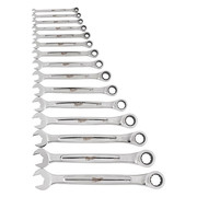 Milwaukee Tool Ratcheting Combination Wrench Set, SAE, 1/4 in to 1 in Head Sizes, 12 Points, 15-Piece 48-22-9416