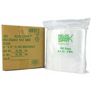 Reloc Zippit Reclosable Poly Bag 4-MIL, 9"x 12", Clear 4R912
