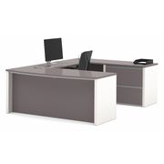 Bestar U Shaped Desk, 92.6" D, 71.1" W, 30.4" H, Slate/Sandstone, Melamine 93865-59