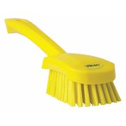 Vikan 3 in W Scrub Brush, Stiff, 5 57/64 in L Handle, 4 1/2 in L Brush, Yellow, Plastic, 10 in L Overall 41926
